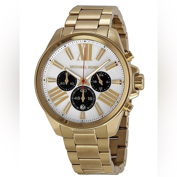 Michael Kors Wren Chronograph Watch Silver Dial Gold Tone Ladies